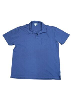 Sunspel Mens Blue Cotton Polo Shirt XXL Short Sleeve Made In Portugal Classic Lu
